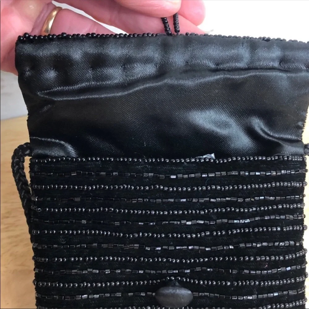 Beaded velveteen crossbody mini pouch bag